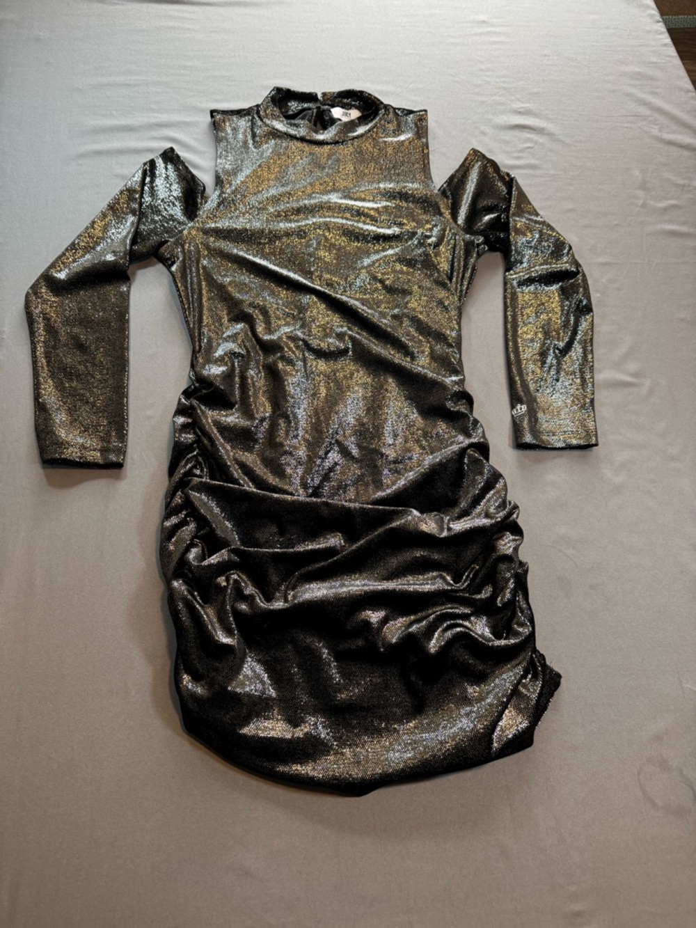 Juicy Couture Black Sparkle Cold-Shoulder Mini Dress Size XL - Picture 2 of 6